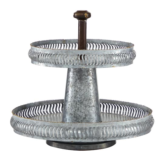 Silver Iron Farmhouse 2 Tier Tray Stand